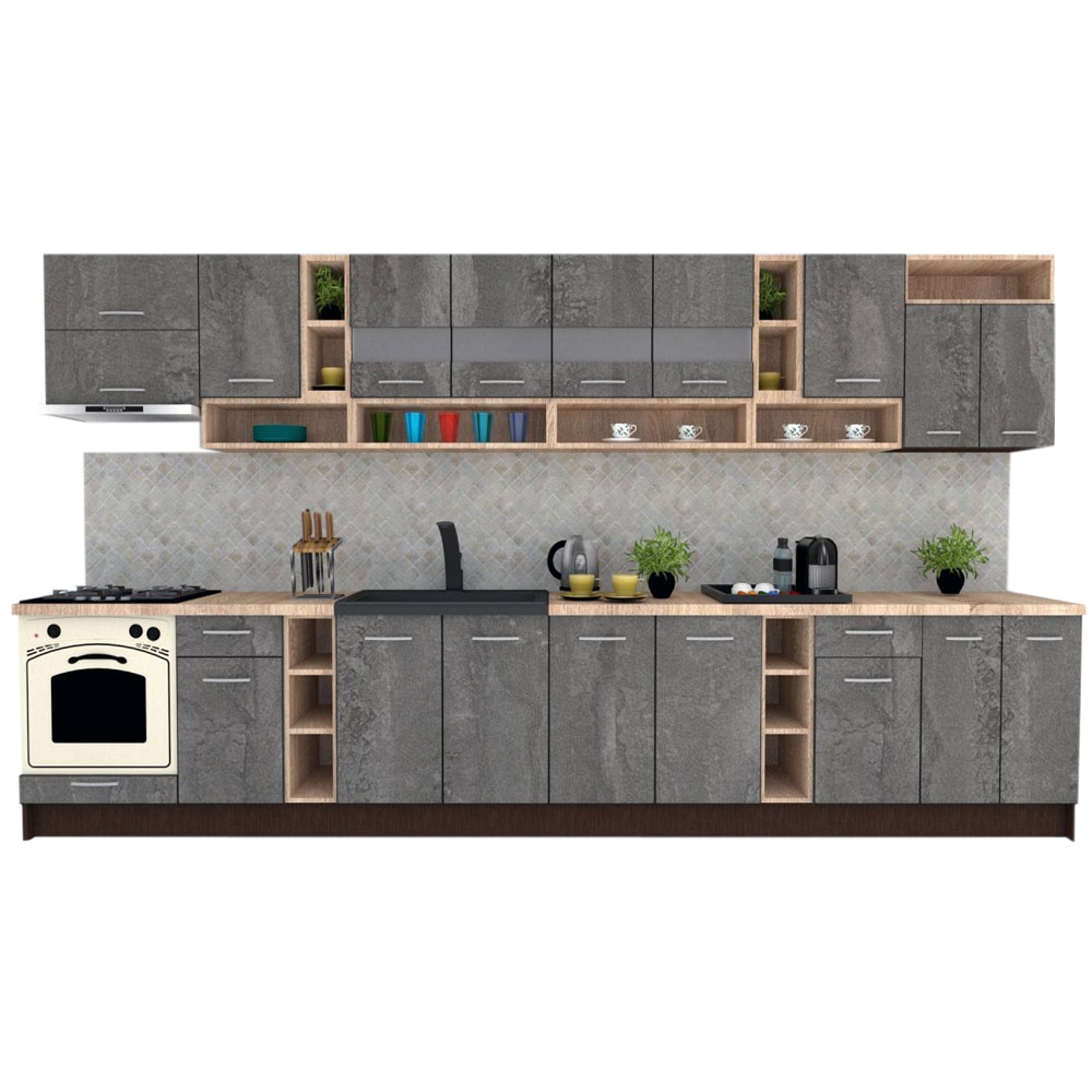 Set Bucatarie Genarom COSSY NEW 400, Wenge / Decor K352