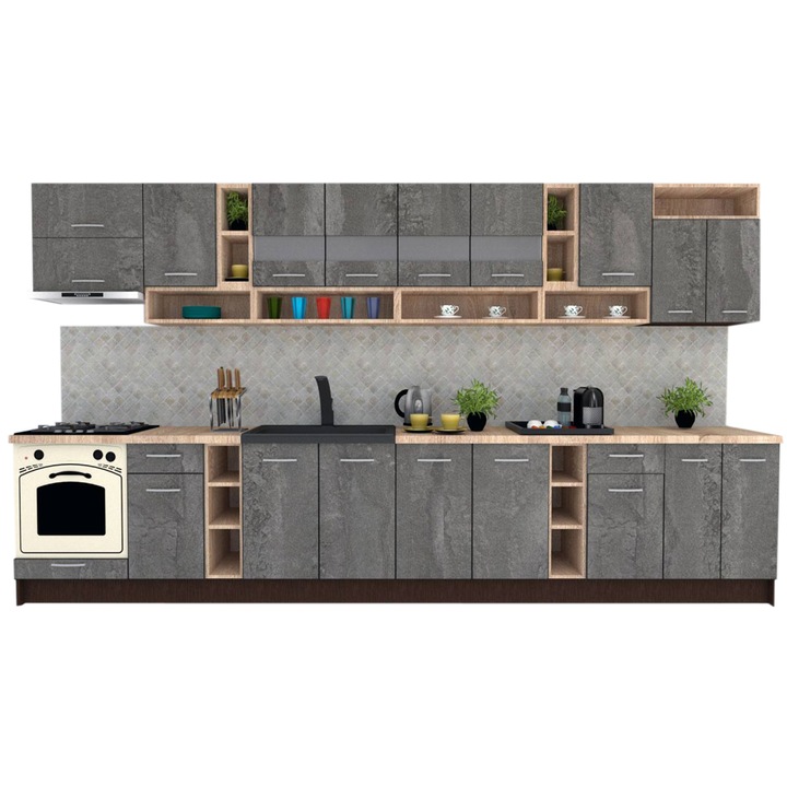 Set Bucatarie Genarom COSSY NEW 400, Wenge / Decor K352