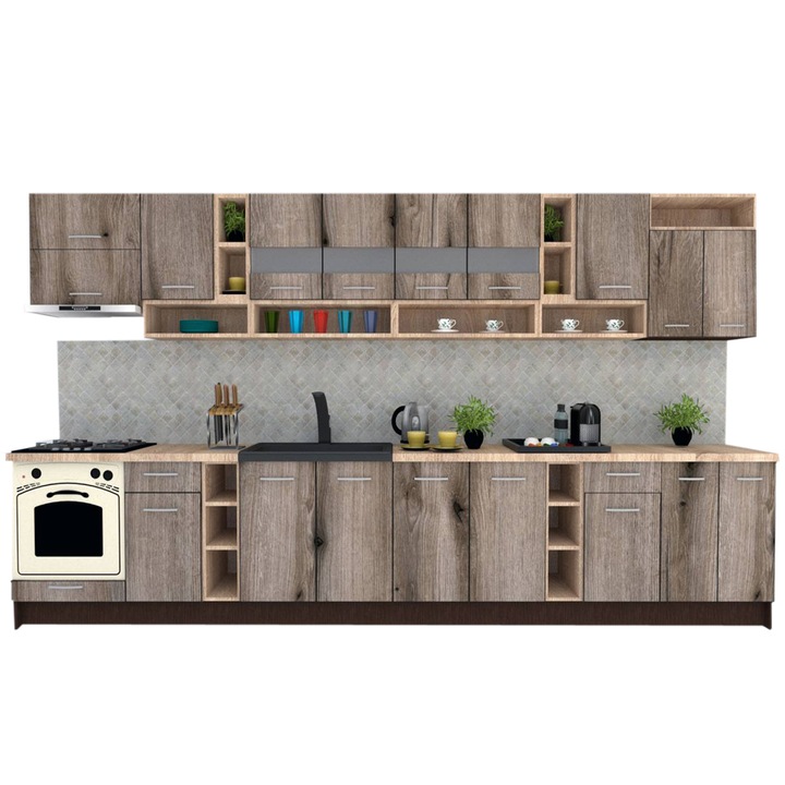 Set Bucatarie Genarom COSSY NEW 400, Wenge / Decor K366