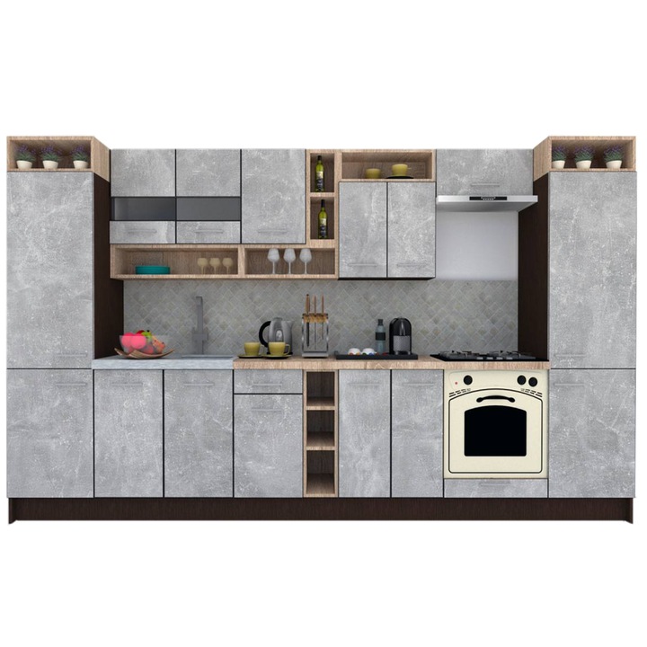 Set Bucatarie Genarom COSSY NEW 360, Wenge / Decor 4298