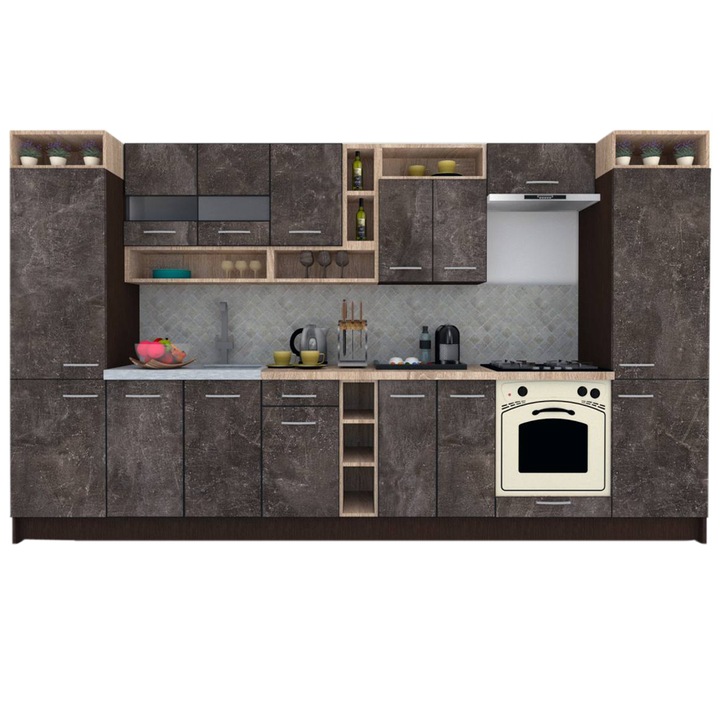 Set Bucatarie Genarom COSSY NEW 360, Wenge / Decor 4299