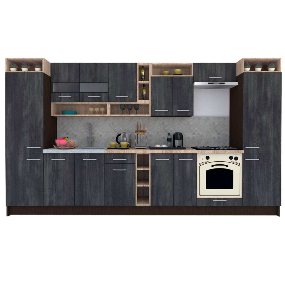 Set Bucatarie Genarom COSSY NEW 360, Wenge / Decor 8509