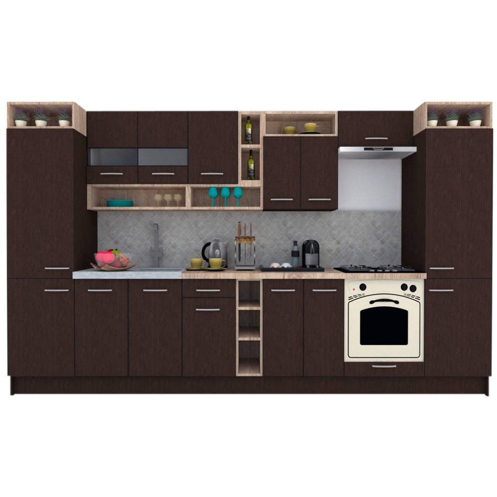 Set Bucatarie Genarom COSSY NEW 360, Wenge / Decor 8548