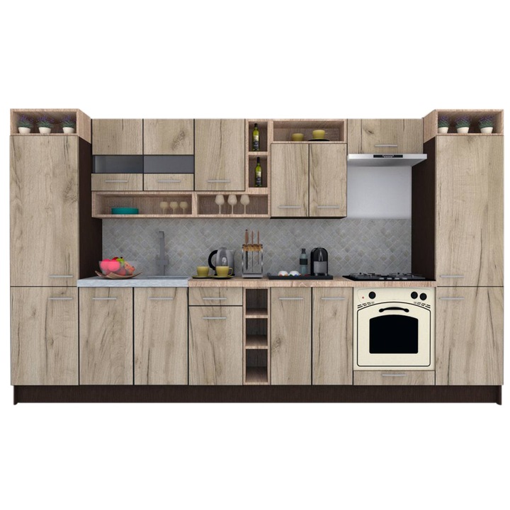 Set Bucatarie Genarom COSSY NEW 360, Wenge / Decor K002