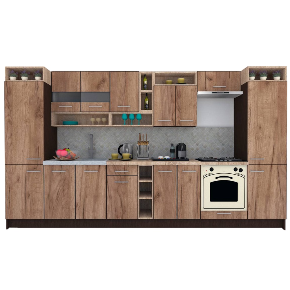 Set Bucatarie Genarom COSSY NEW 360, Wenge / Decor K004