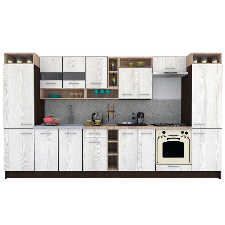 Set Bucatarie Genarom COSSY NEW 360, Wenge / Decor K010