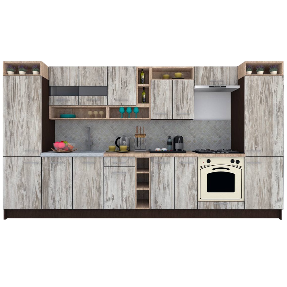 Set Bucatarie Genarom COSSY NEW 360, Wenge / Decor K084