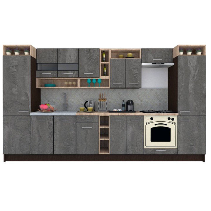 Set Bucatarie Genarom COSSY NEW 360, Wenge / Decor K352