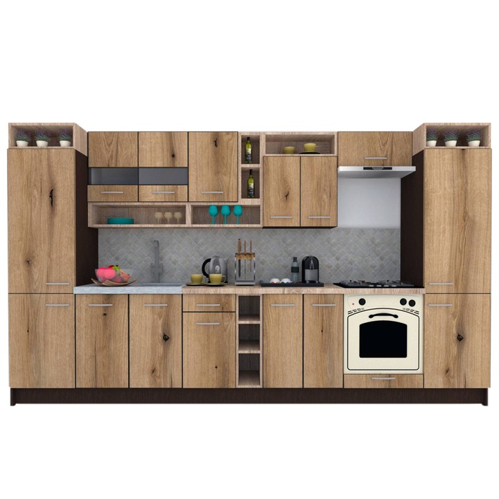 Set Bucatarie Genarom COSSY NEW 360, Wenge / Decor K365