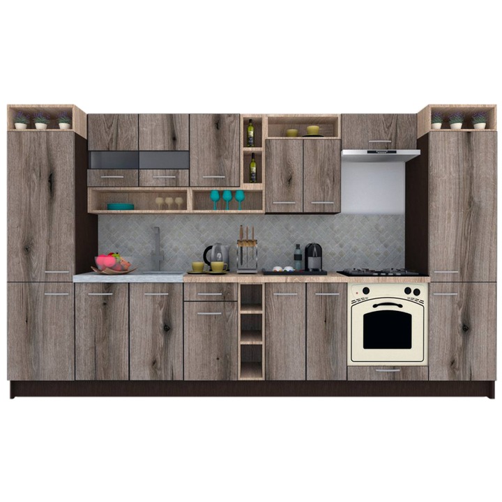 Set Bucatarie Genarom COSSY NEW 360, Wenge / Decor K366