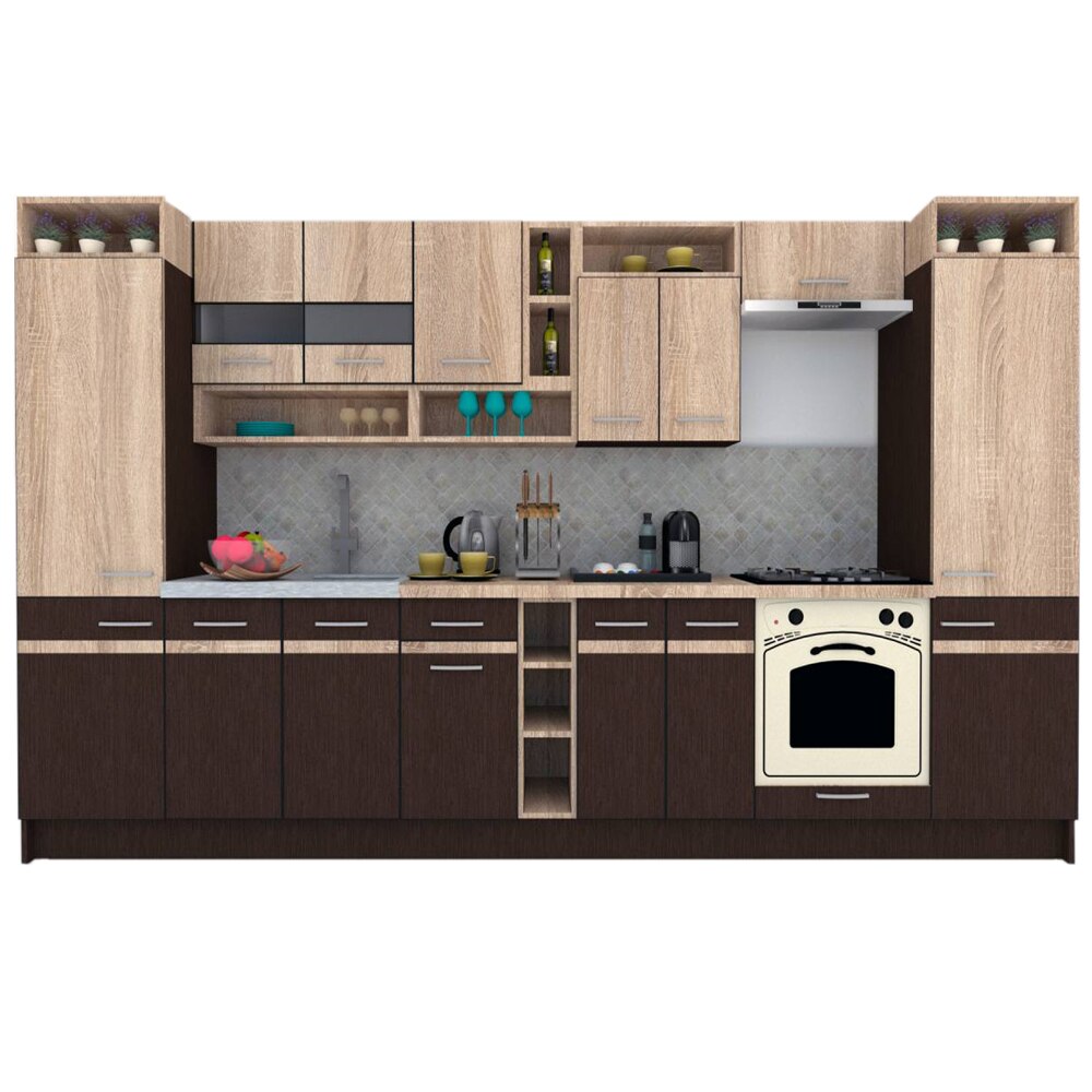 Set Bucatarie Genarom COSSY NEW 360, Wenge / Stejar Sonoma