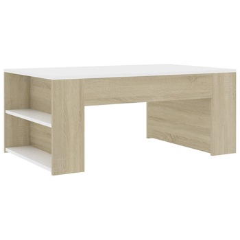 Masuta de cafea vidaXL, PAL, 100 x 60 x 42 cm, Alb/Stejar Masuta de cafea vidaXL, PAL, 100 x 60 x 42 cm, Alb/Stejar