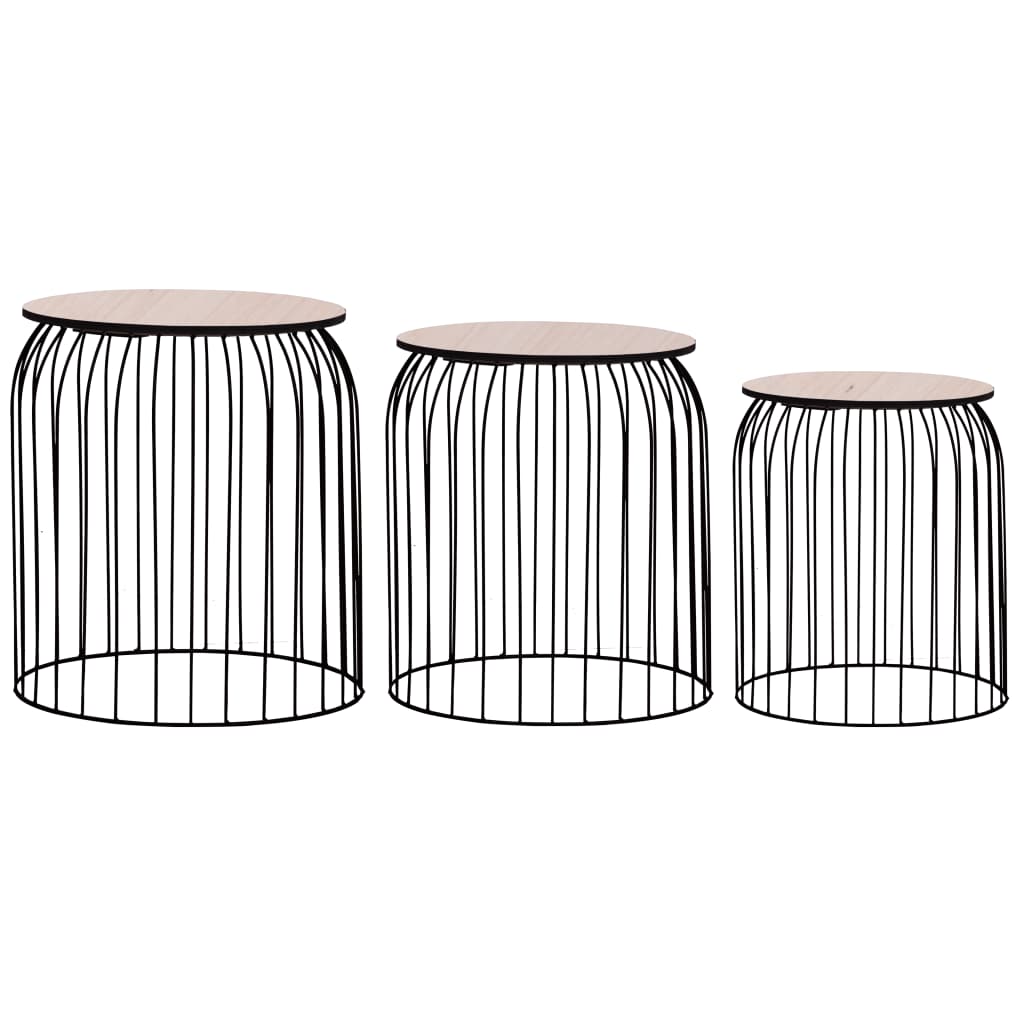 Set 3 masute de cafea vidaXL, Metal/MDF, 40 x 45 cm, Negru