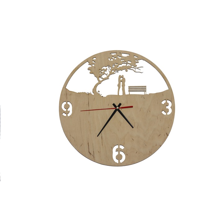 Ceas de perete din lemn LoveClock 30 x 30 x 2.5 cm