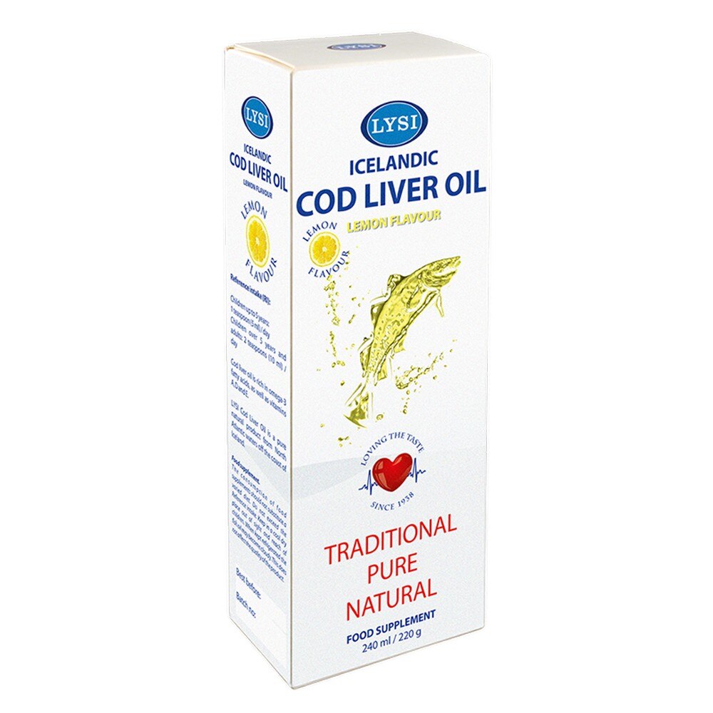 Ulei din ficat de cod cu aroma de lamaie Lysi 240 ml