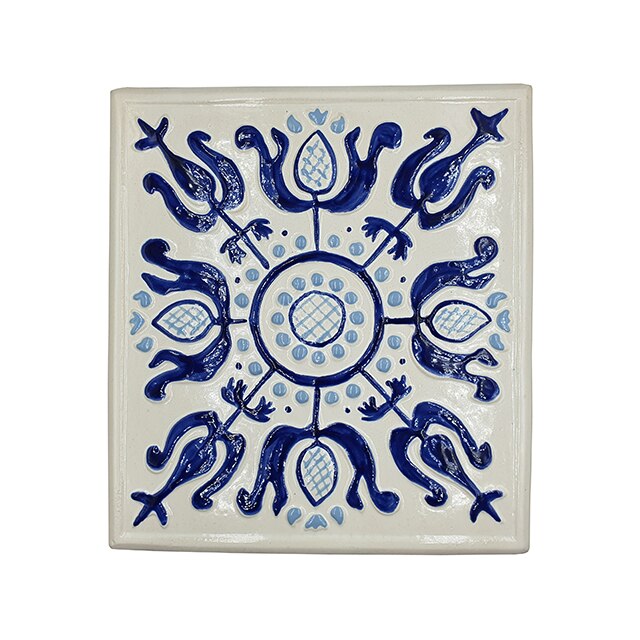 Placa decorativa din teracota, pictata, model Viscri, 22x24 cm