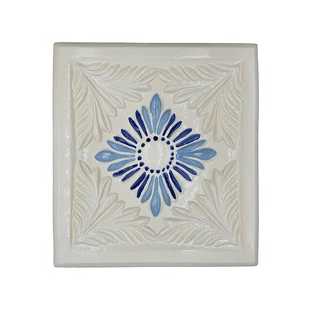 Placa decorativa din teracota, pictata, model Frunze Mici, 22x24 cm