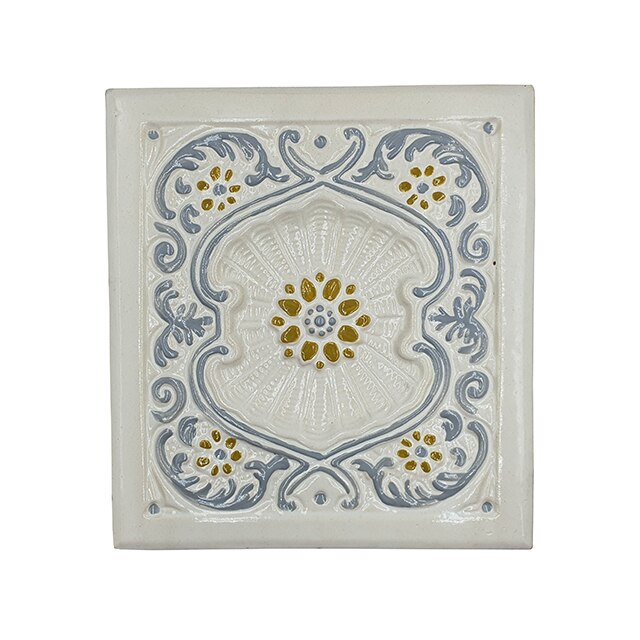 Placa decorativa din teracota, pictata, model Scoica, 22x24 cm