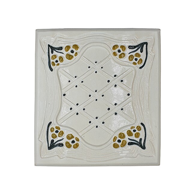 Placa decorativa din teracota, pictata, model Grilaj, 22x24 cm