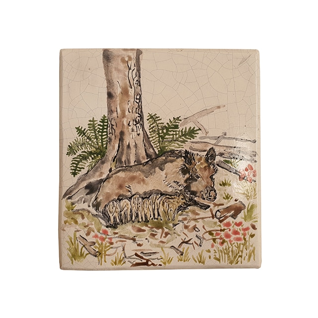 Placa decorativa din teracota, pictata, model Mistret, 22x24 cm