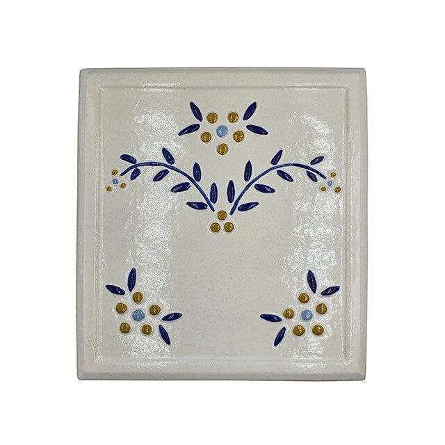 Placa decorativa din teracota, pictata, model Rebichini, 22x24 cm