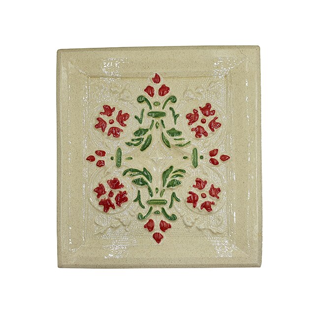 Placa decorativa din teracota, pictata, model Iasi, 22x24 cm