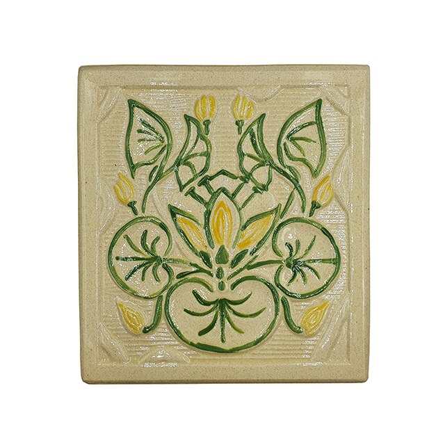 Placa decorativa din teracota, pictata, model Nufar, 22x24 cm