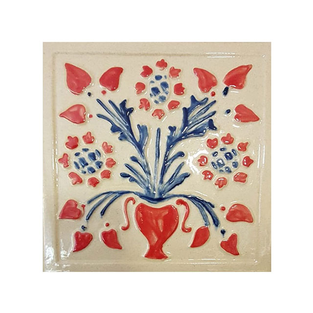 Placa decorativa din teracota, pictata, model Castel, 22x24 cm