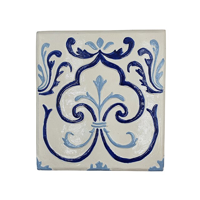 Placa decorativa din teracota, pictata, model Habana 2, 22x24 cm