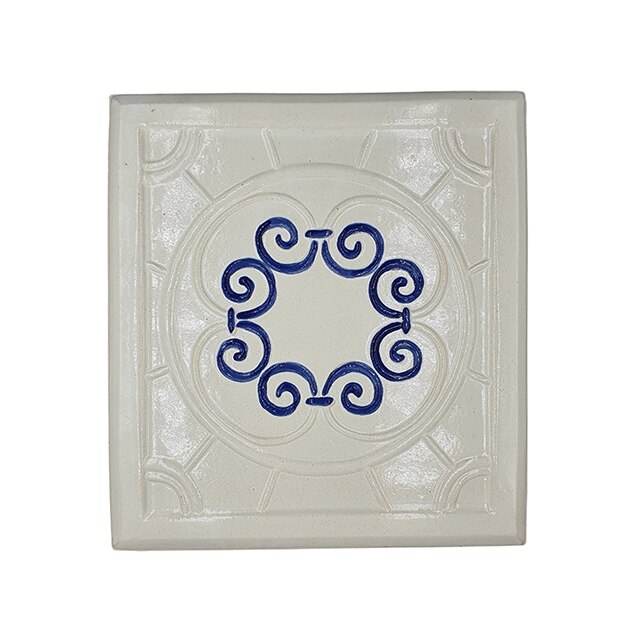 Placa decorativa din teracota, pictata, model Cercuri, 22x24 cm