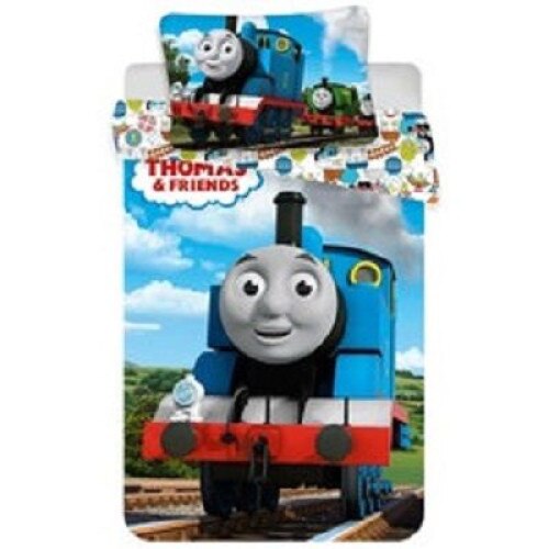 Lenjerie de patut, pentru copii, Thomas&Friends, multicolor, 100 x 135 cm cearceaf pilota, 40 x 60 cm fata perna, 100% bumbac