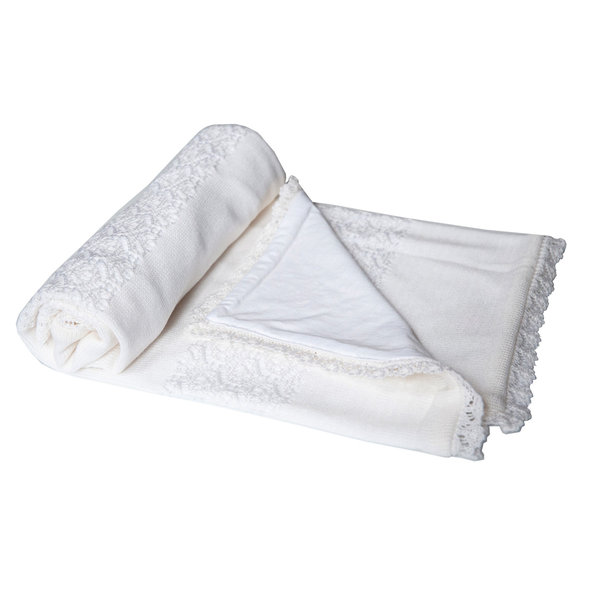 Paturica Ayana alb dublata cu bumbac 95x95 cm