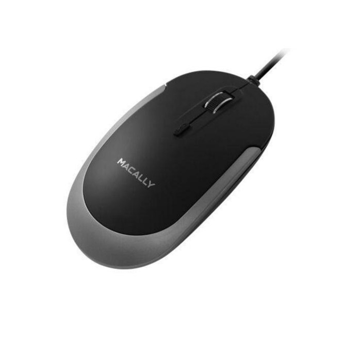 Оптична мишка Macally DYNAMOUSE USB Optical Mouse. за PC и Mac, Черен/Сив