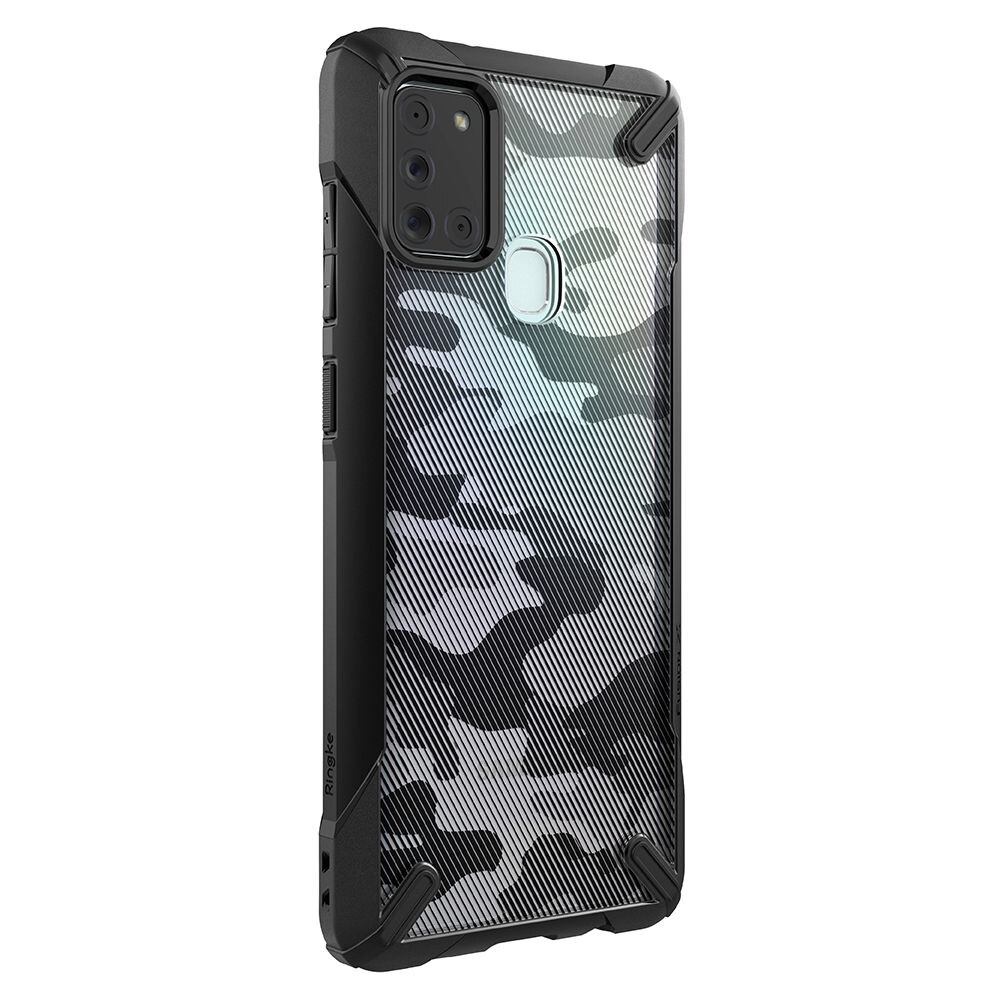 Husa Ringke Fusion X compatibila cu Samsung Galaxy A21S - Camo Black