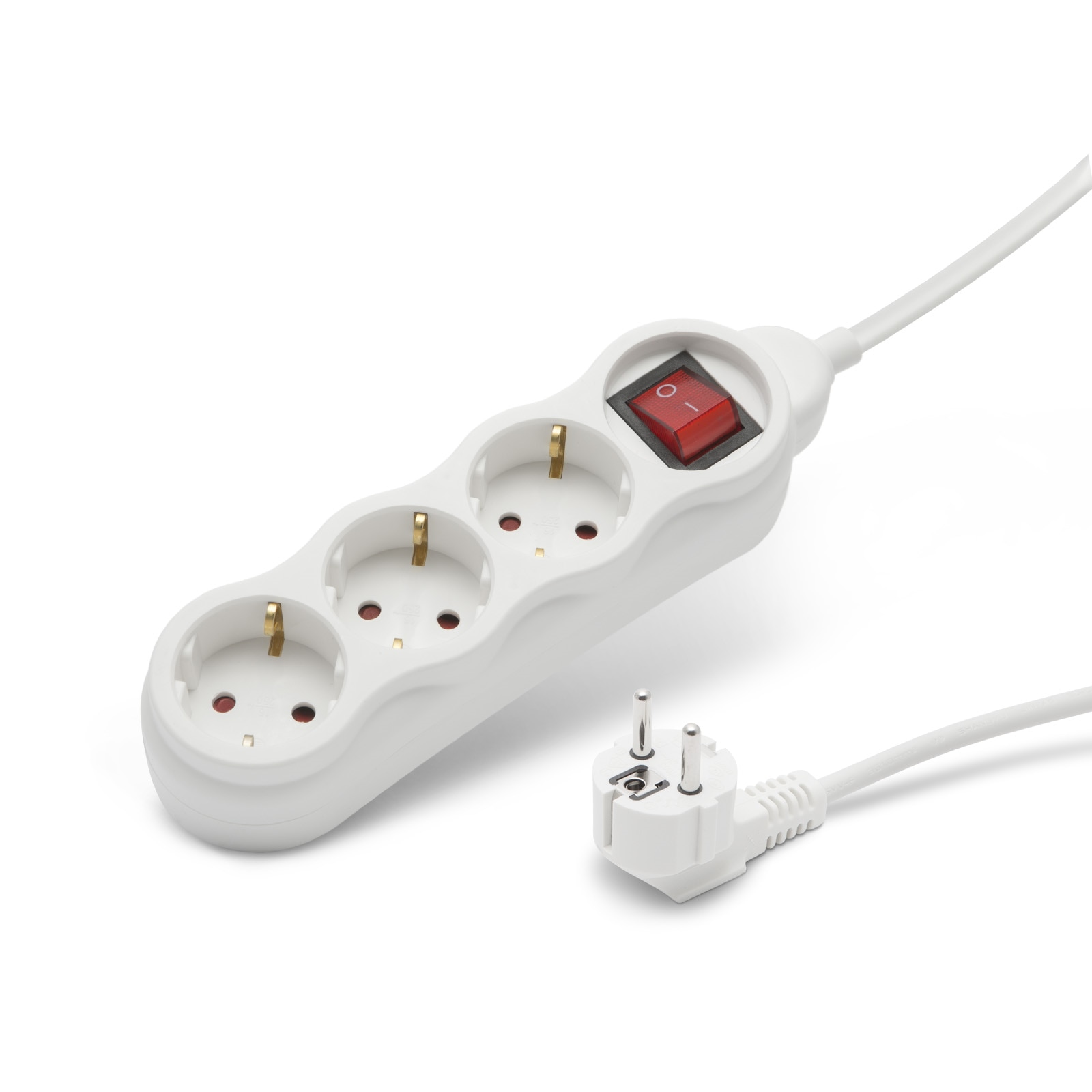 Prelungitor cu comutator, Delight, 3 Prize, 3, 5m, Alb