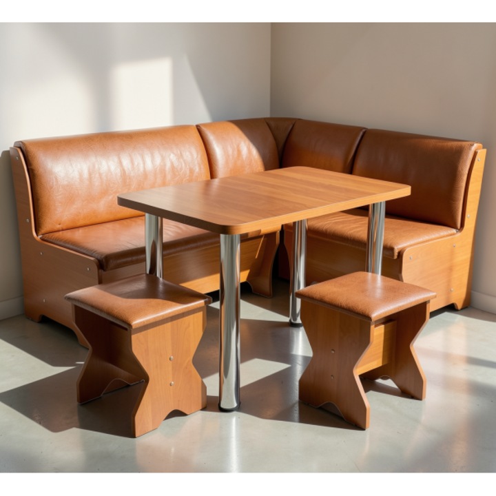 Set coltar bucatarie TUNIS, cu masa si 2 tabureti, Cires/Roscat