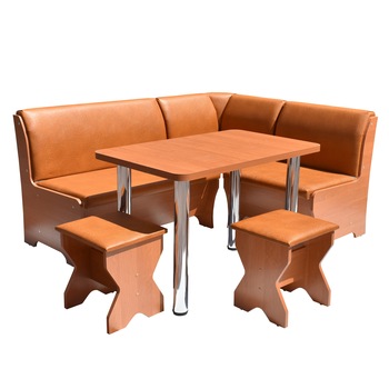 Set coltar bucatarie TUNIS , cu masa si 2 tabureti, Cires/Roscat Set coltar bucatarie TUNIS , cu masa si 2 tabureti, Cires/Roscat