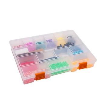 Cutie de depozitare universala Handy, 13 compartimente fixe, 275 x 200 x 40 mm, Plastic, Transparent Cutie de depozitare universala Handy, 13 compartimente fixe, 275 x 200 x 40 mm, Plastic, Transparent