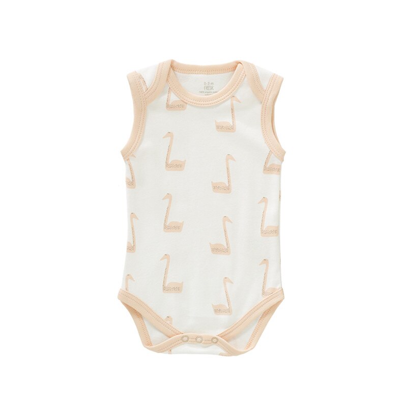 Body fara maneci, din bumbac organic, Fresk model Swan peach