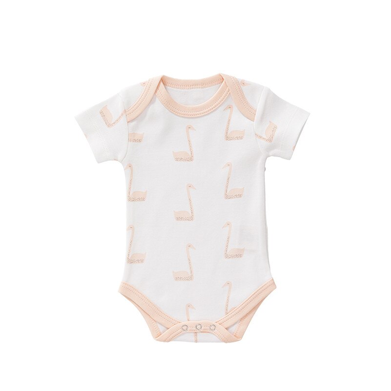 Body maneca scurta, din bumbac organic, Fresk, model Swan peach