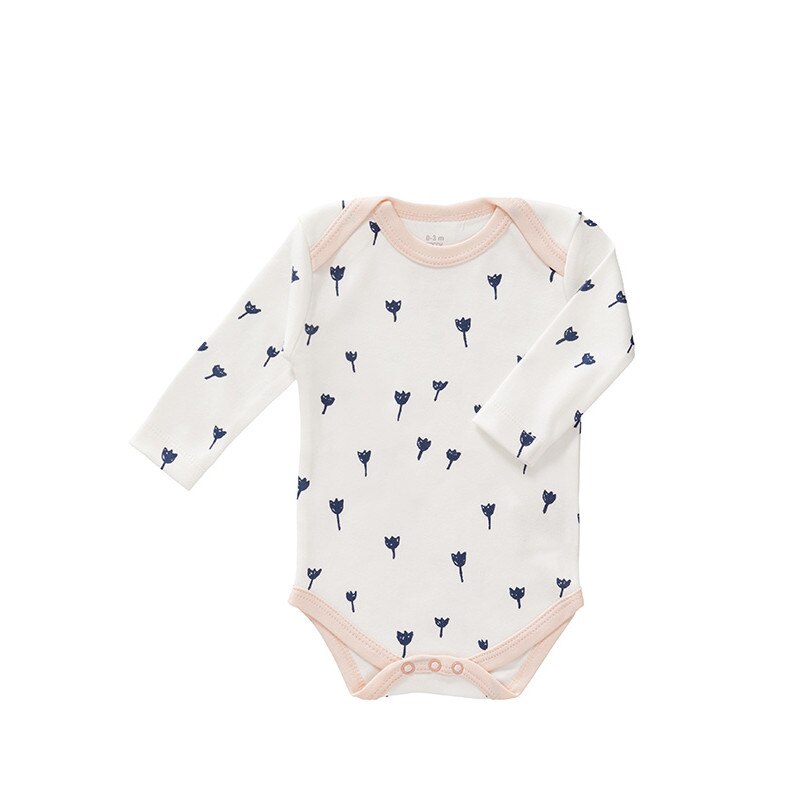 Body maneca lunga, din bumbac organic, Fresk model Tulip indigo blue