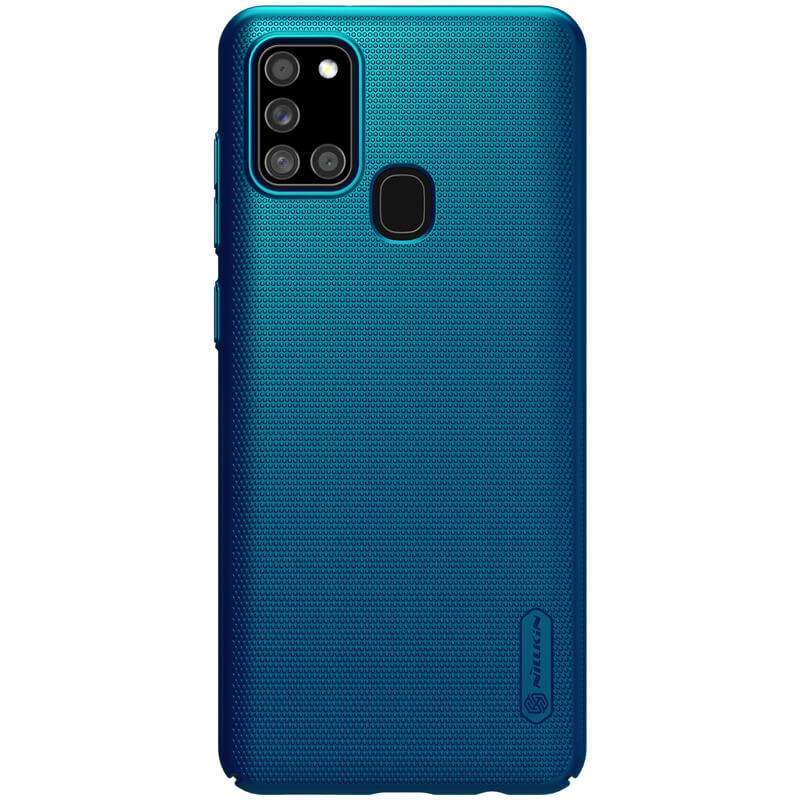 Husa protectie spate din plastic texturat albastru, pentru Samsung Galaxy A21s- Nillkin Frosted Shield