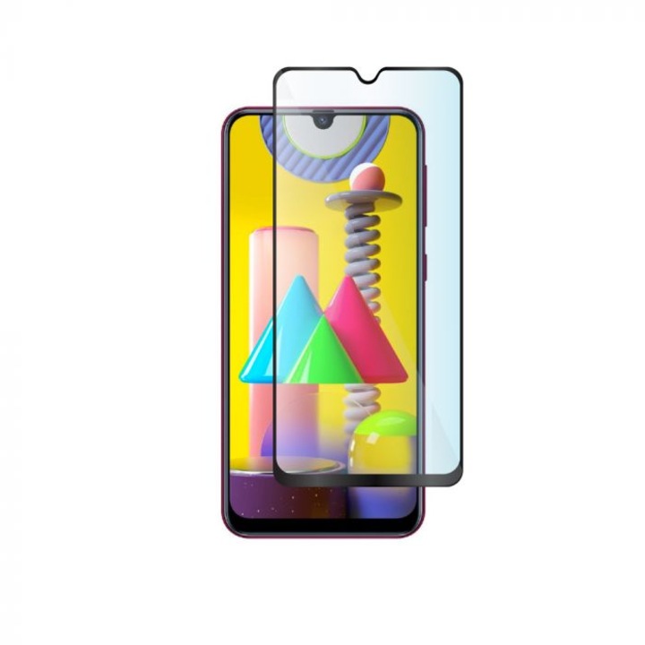 5D Стъклен Протектор за Samsung Galaxy M31s, Tempered Glass, Цялостно покритие и залепване, Черен