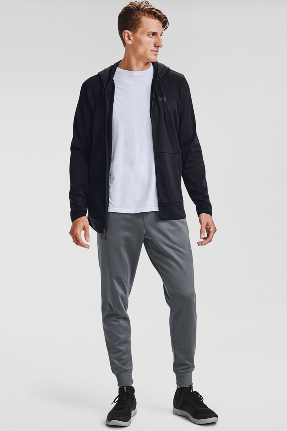 Under Armour, Фитнес худи Armour Fleece® с цип, Черен, M - eMAG.bg