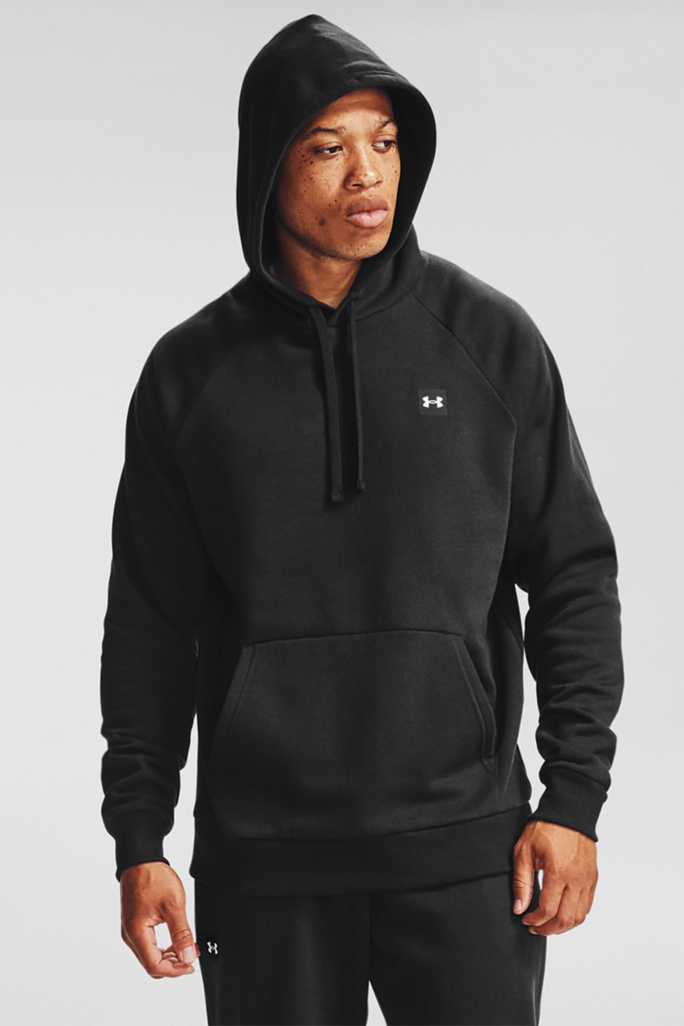Under Armour, Hanorac cu buzunar kangaroo pentru fitness Rival, Negru