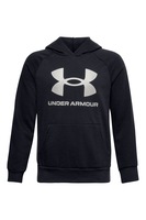Under Armour, Hanorac din fleece cu imprimeu logo Rival, Negru, 9-10Y Standard