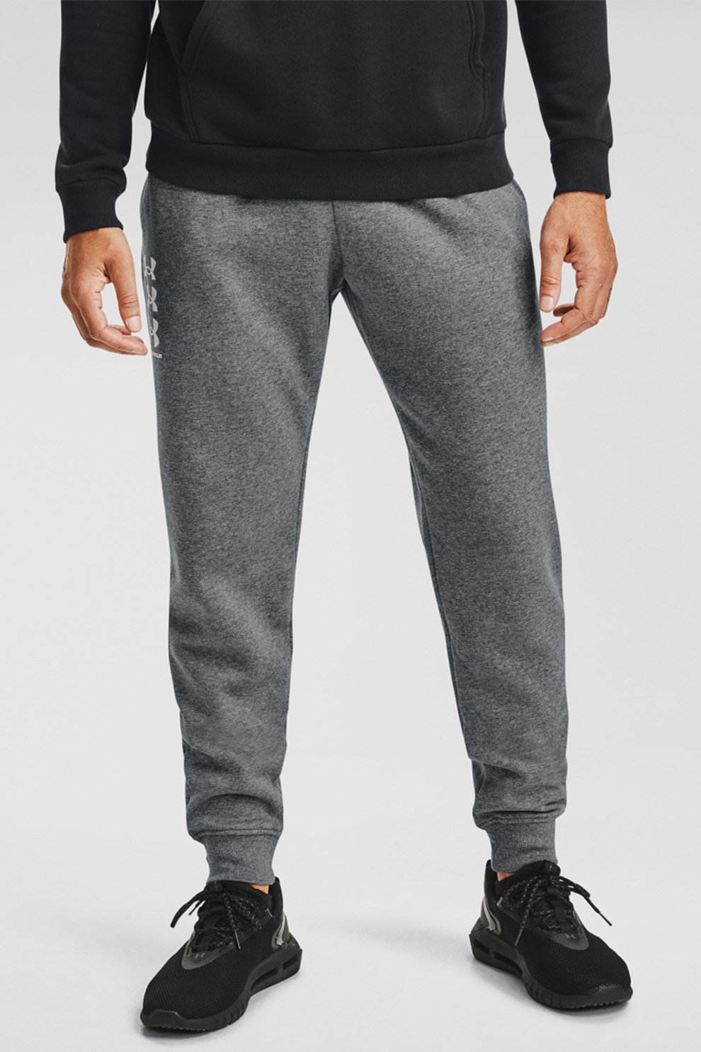 Under Armour, Pantaloni sport cu snur, pentru antrenament Rival, Gri melange