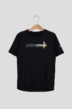 Under Armour, Tricou cu imprimeu logo, pentru baschet, Negru Under Armour, Tricou cu imprimeu logo, pentru baschet, Negru