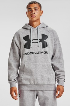 Under Armour, Hanorac cu imprimeu logo si maneci raglan pentru fitness Rival, Gri Under Armour, Hanorac cu imprimeu logo si maneci raglan pentru fitness Rival, Gri