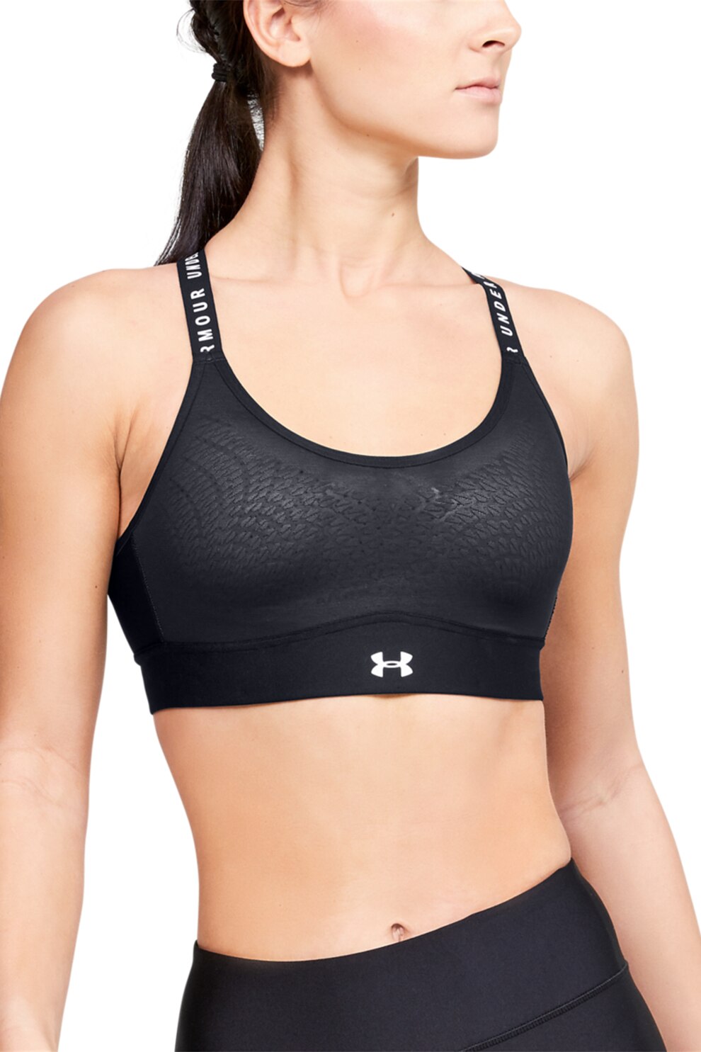 Under Armour, Bustiera cu sustinere medie pentru fitness Infinity, Negru